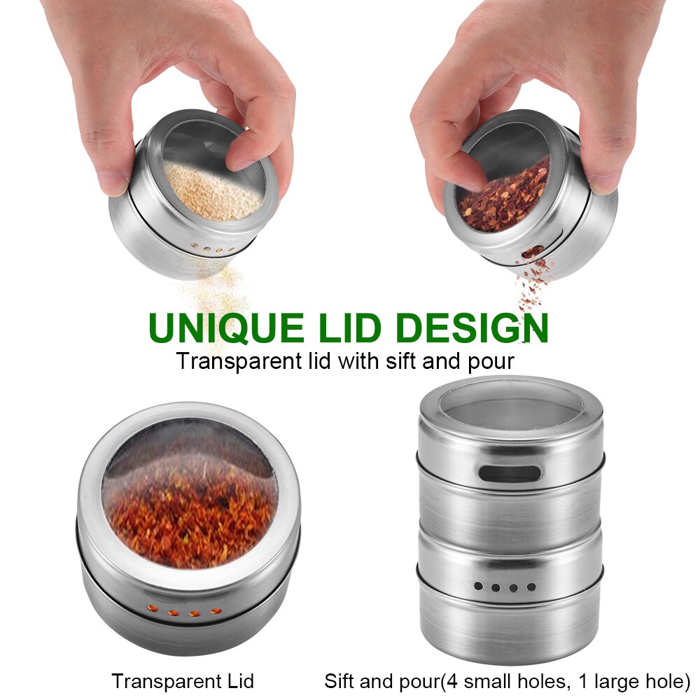 Magnetic Spice Containers with Labels (6pcs)