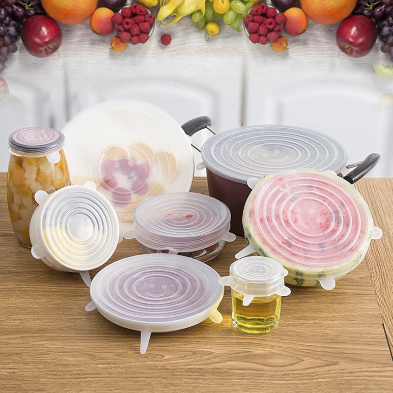 Stretchy Food Lids Silicone Covers Set (6 pcs)