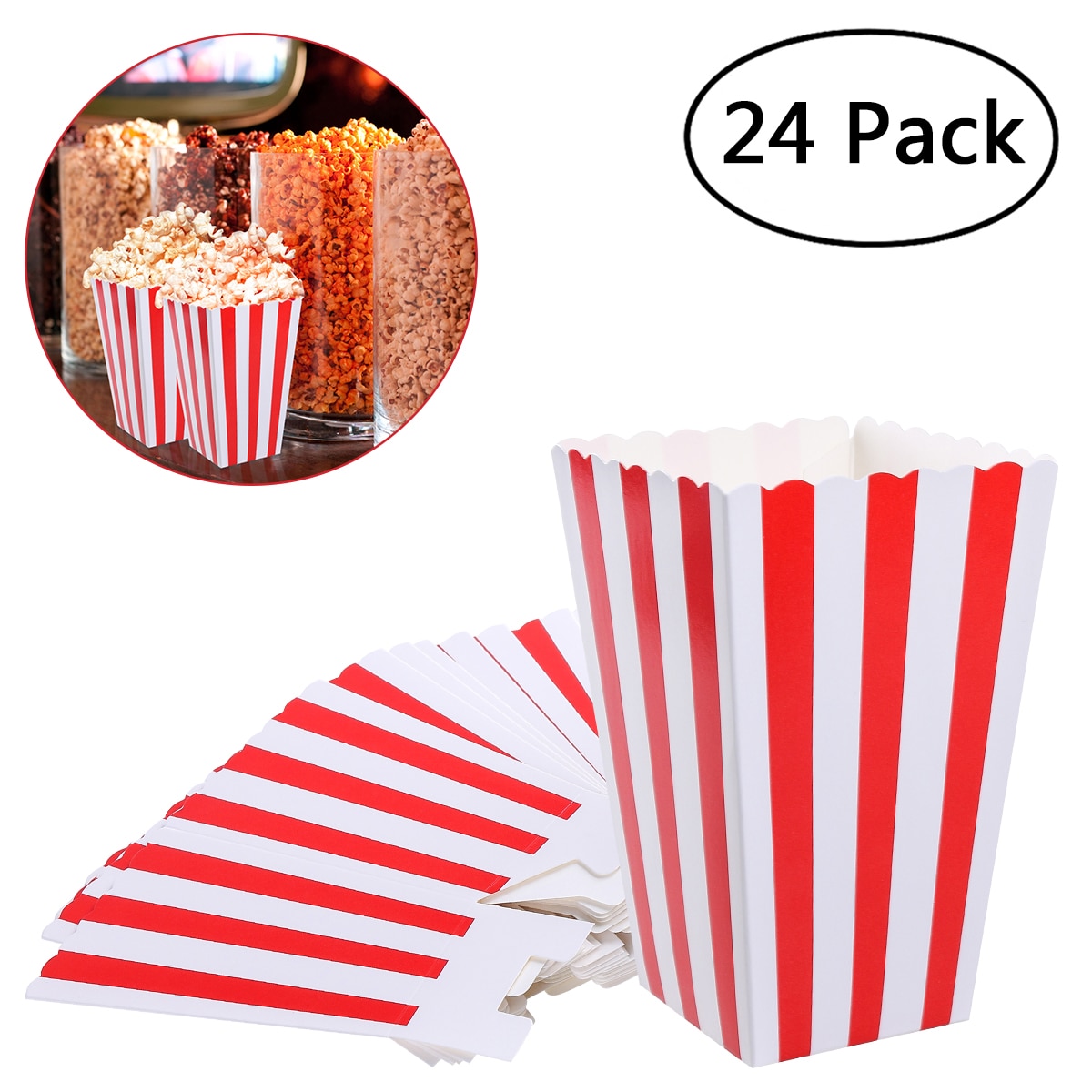 Popcorn Paper Bags Popcorn Boxes (24Pcs)