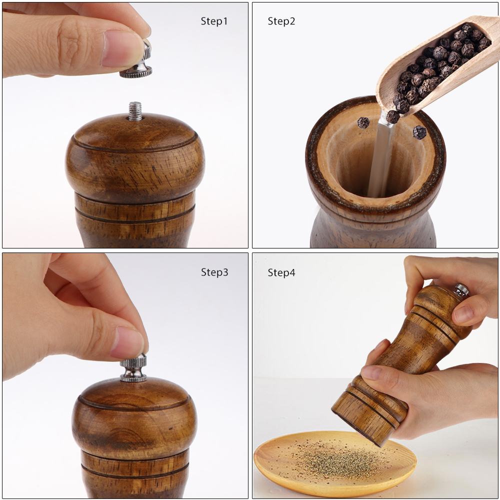 Wooden Pepper Grinder Spice Container