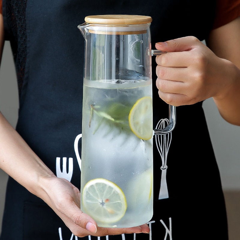 Transparent Glass Pitcher with Lid