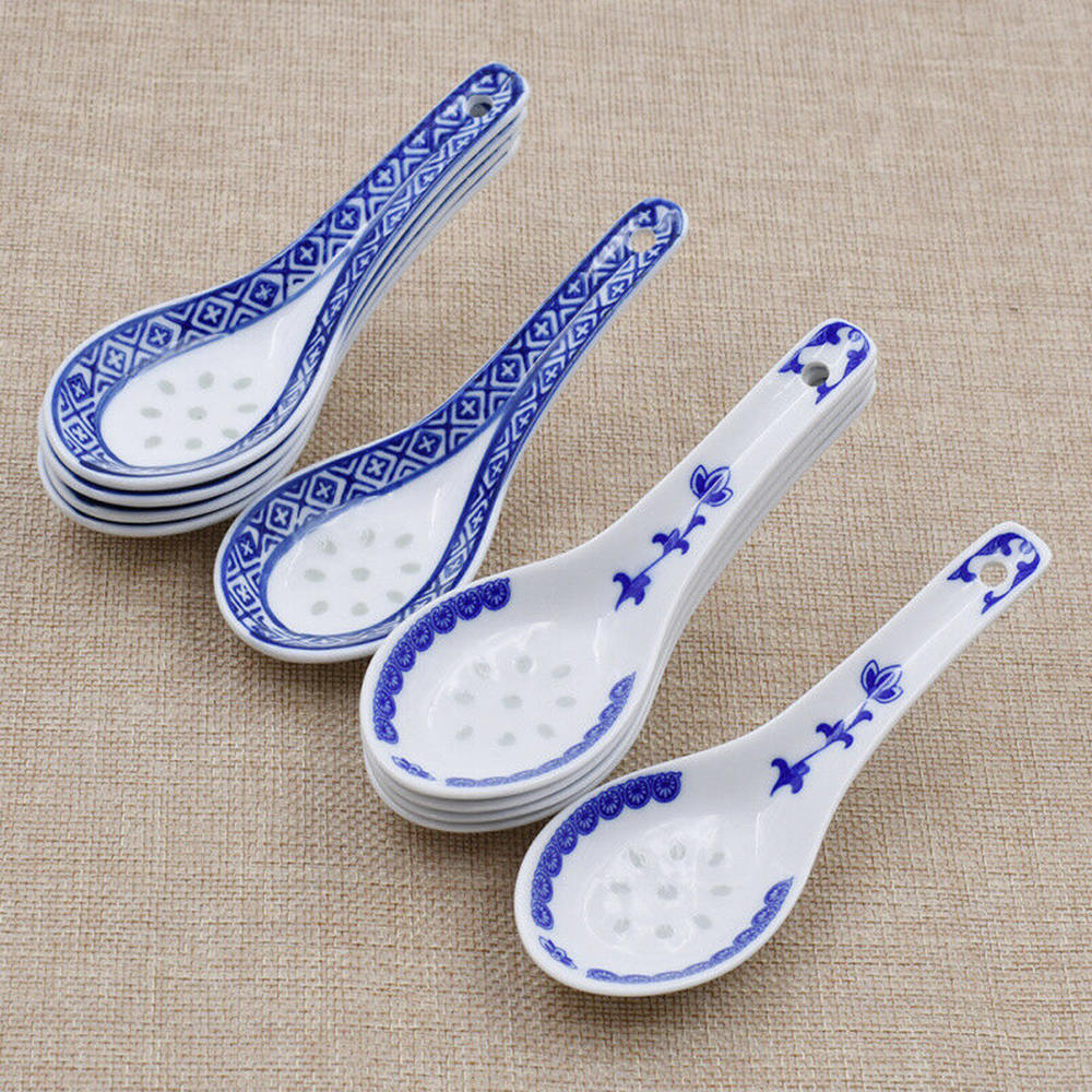Asian Soup Spoons Ceramic Tableware (5Pcs)