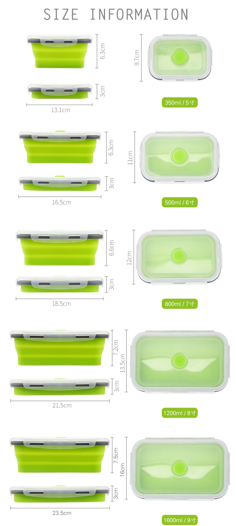 Collapsible Lunch Box Food Storage