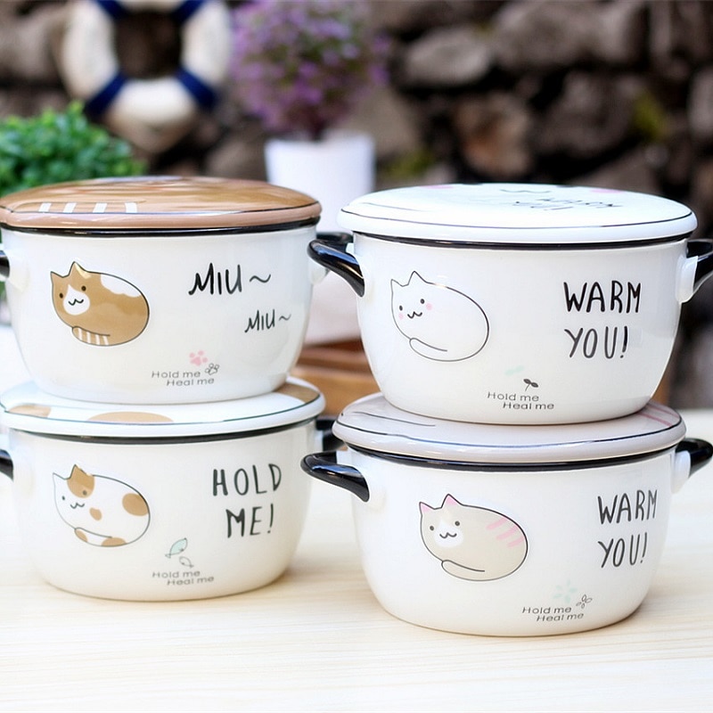 Soup Bowl Cartoon Cat Design