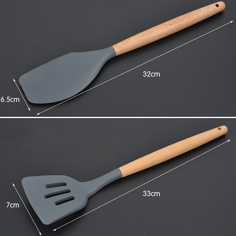 Silicone Wooden Handle Cooking Utensils (Set of 8)