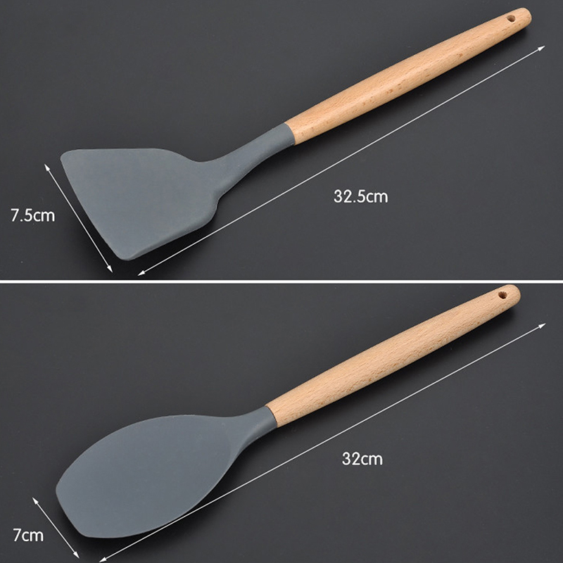 Silicone Wooden Handle Cooking Utensils (Set of 8)