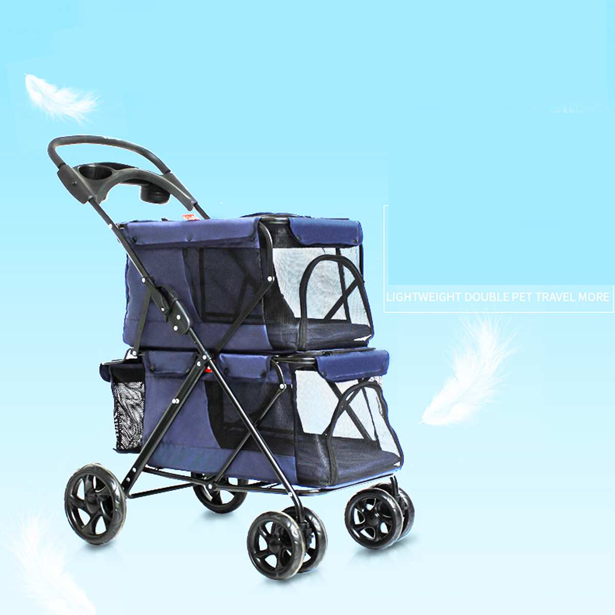 Dog Stroller Double Cart Cage