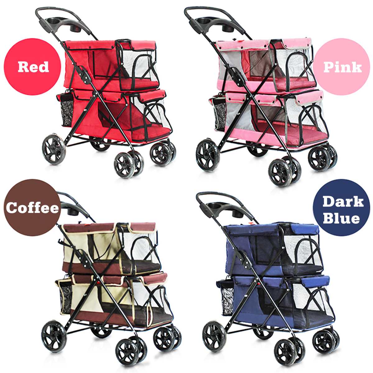 Dog Stroller Double Cart Cage