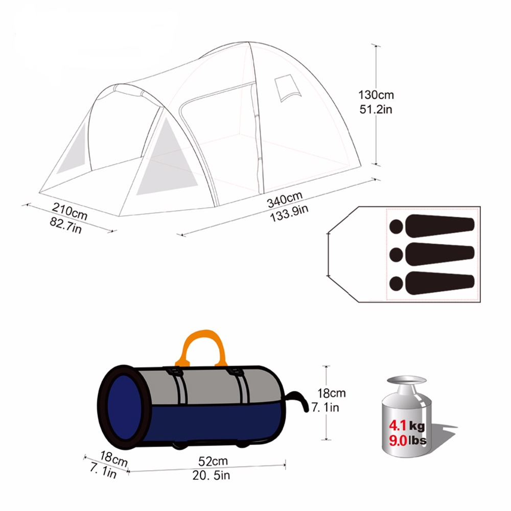 4-Man Lightweight Camping Tent