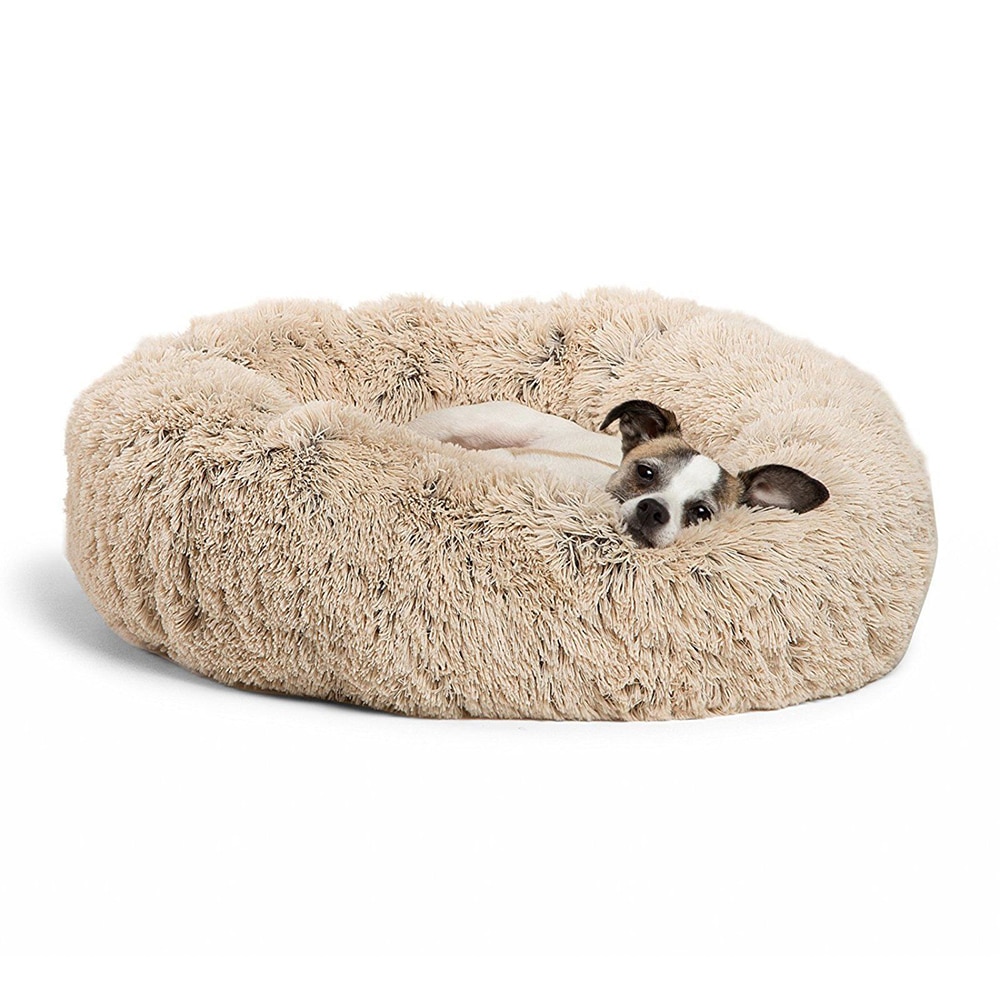 Round Dog Bed Plush Cushion Pet Bed