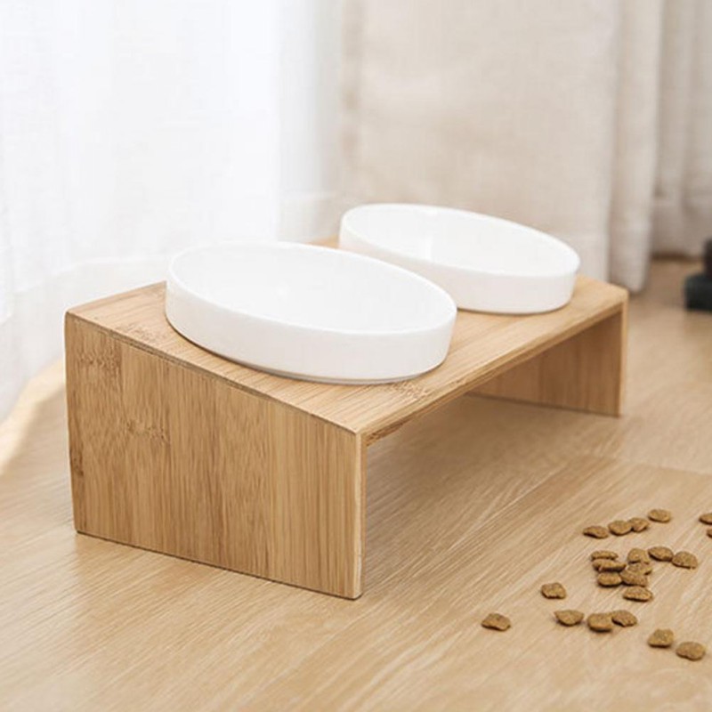 Raised Cat Bowls Double Bowl Feeder Stand