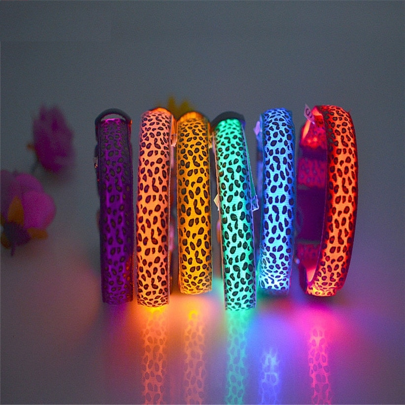 Glow in the Dark Dog Collar Leopard Print