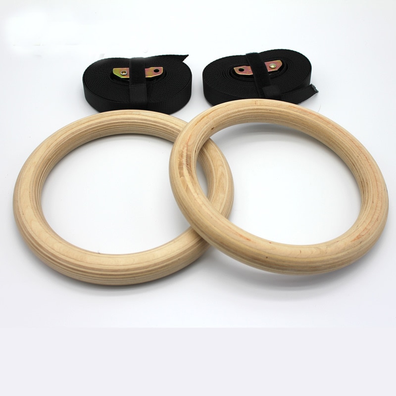 Wooden Gymnastics Rings with Belts (2pcs)
