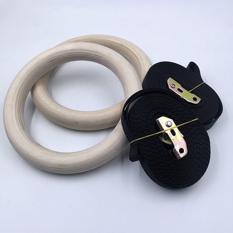Wooden Gymnastics Rings with Belts (2pcs)