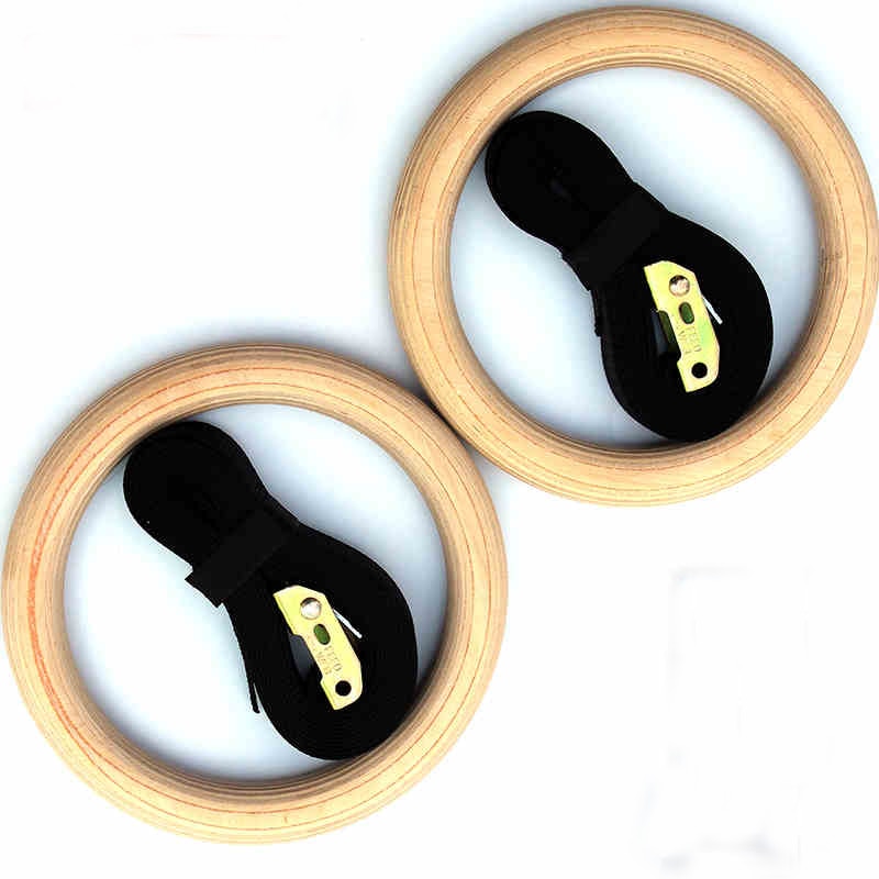 Wooden Gymnastics Rings with Belts (2pcs)