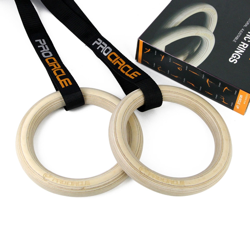 Wood Gymnastic Rings with Adjustable Straps