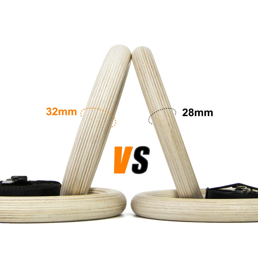 Wood Gymnastic Rings with Adjustable Straps