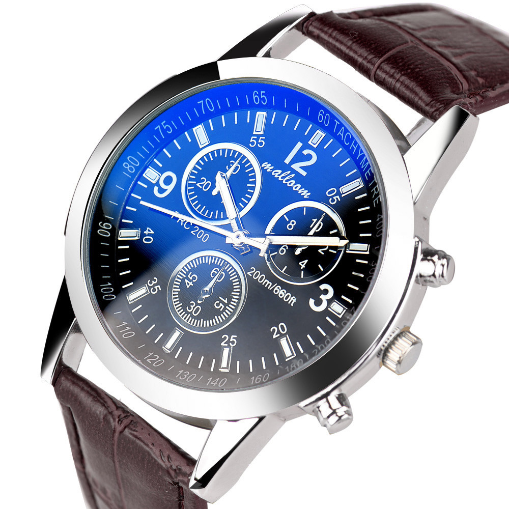 Malloom Luxury Men’s Quartz Analog Watch With Blue Ray Glass