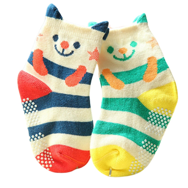 Non Slip Baby Socks Cotton Fabric (2 pairs)