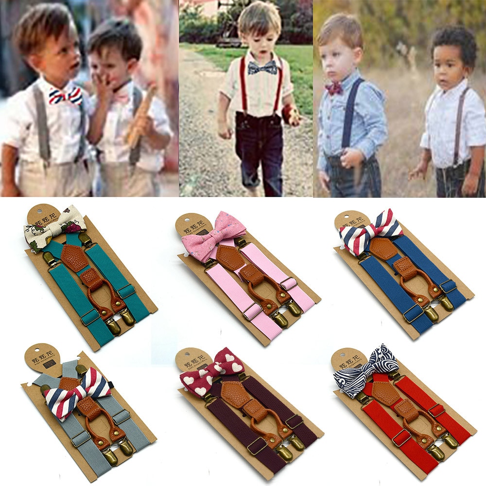 Boys Suspenders Bow Tie Set