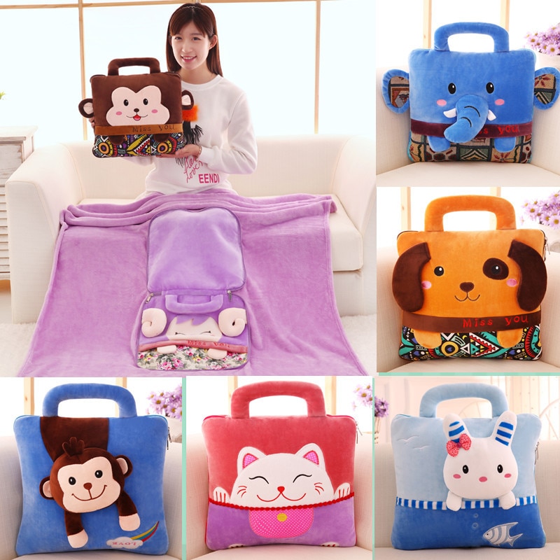 2in1 Fluffy Blanket Character Pillow
