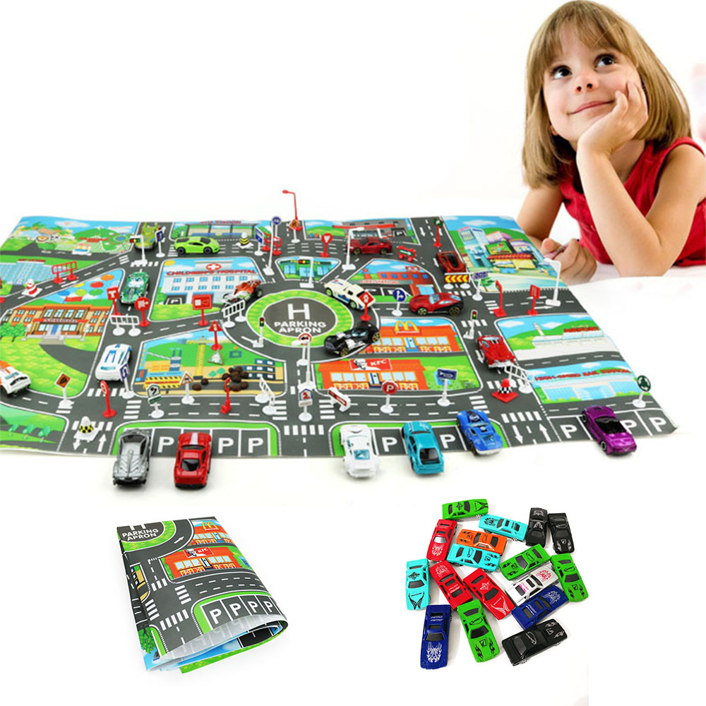 Car Play Mat Parking Road Map