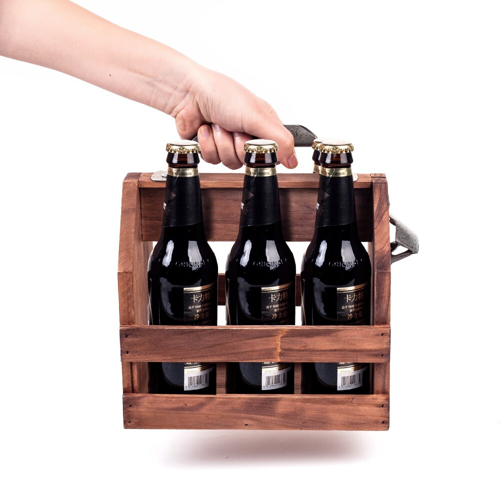 Wooden Beer Carrier with Bottle Opener