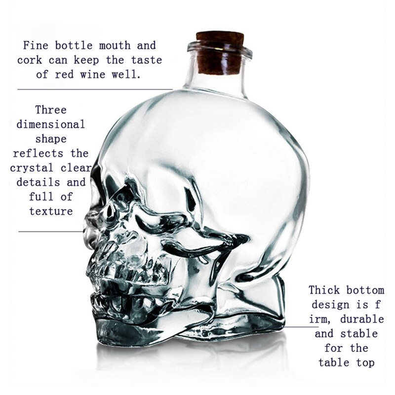 Skull Whiskey Bottle Liquor Container