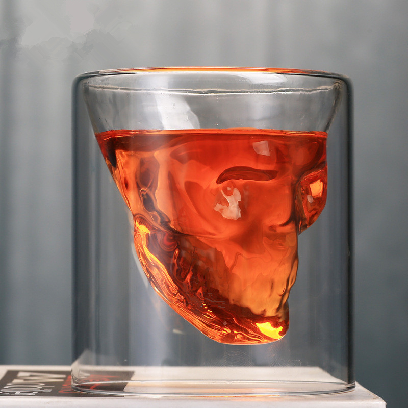 Skull Shot Glasses Double Wall Glass Cups