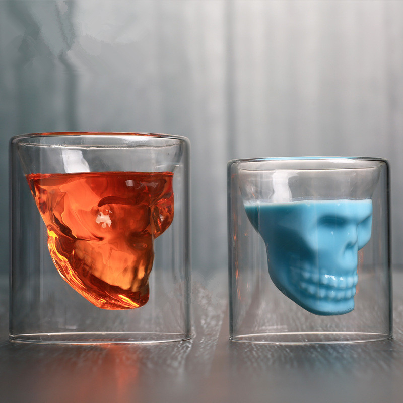 Skull Shot Glasses Double Wall Glass Cups