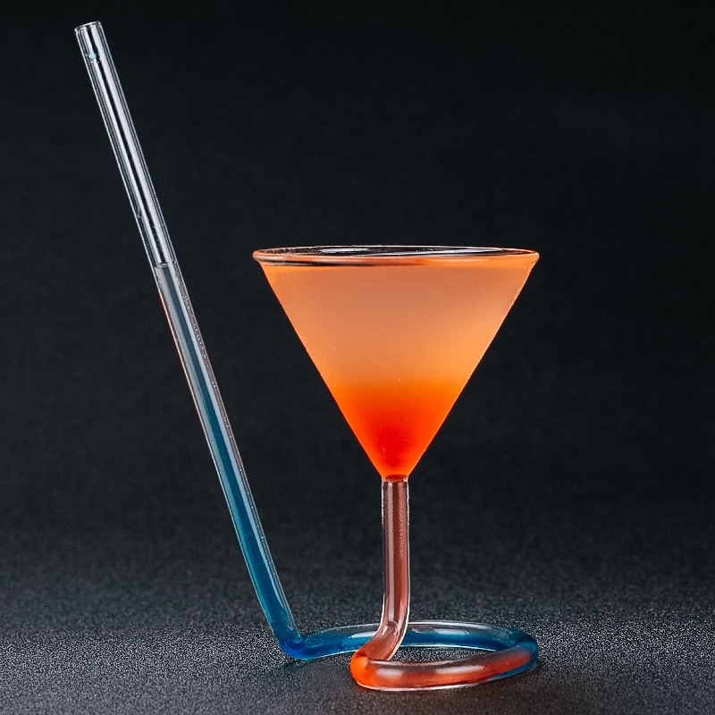 Cocktail Glass Elegant Spiral Straw