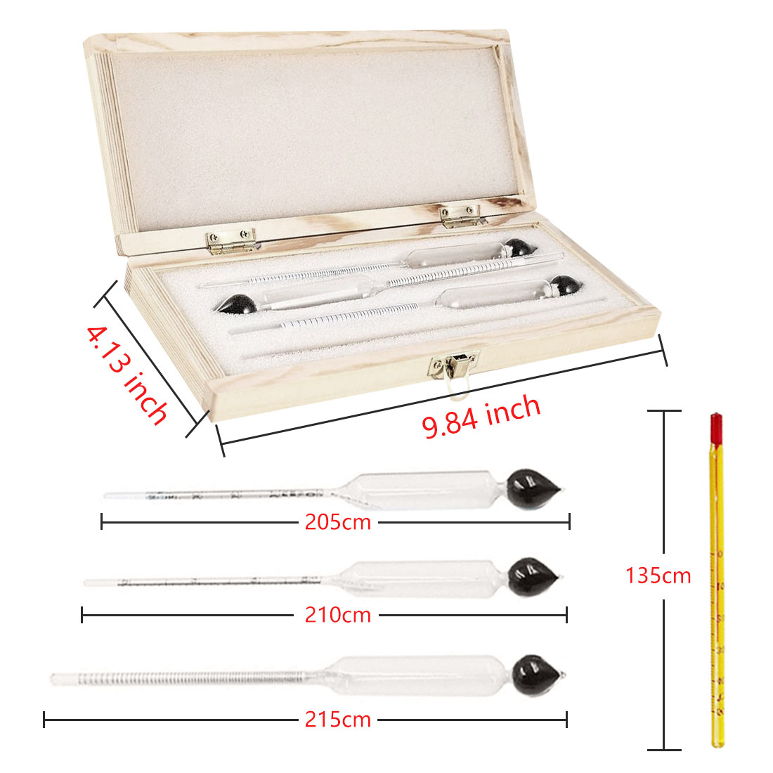 Alcohol Meter with Thermometer 3PC Set