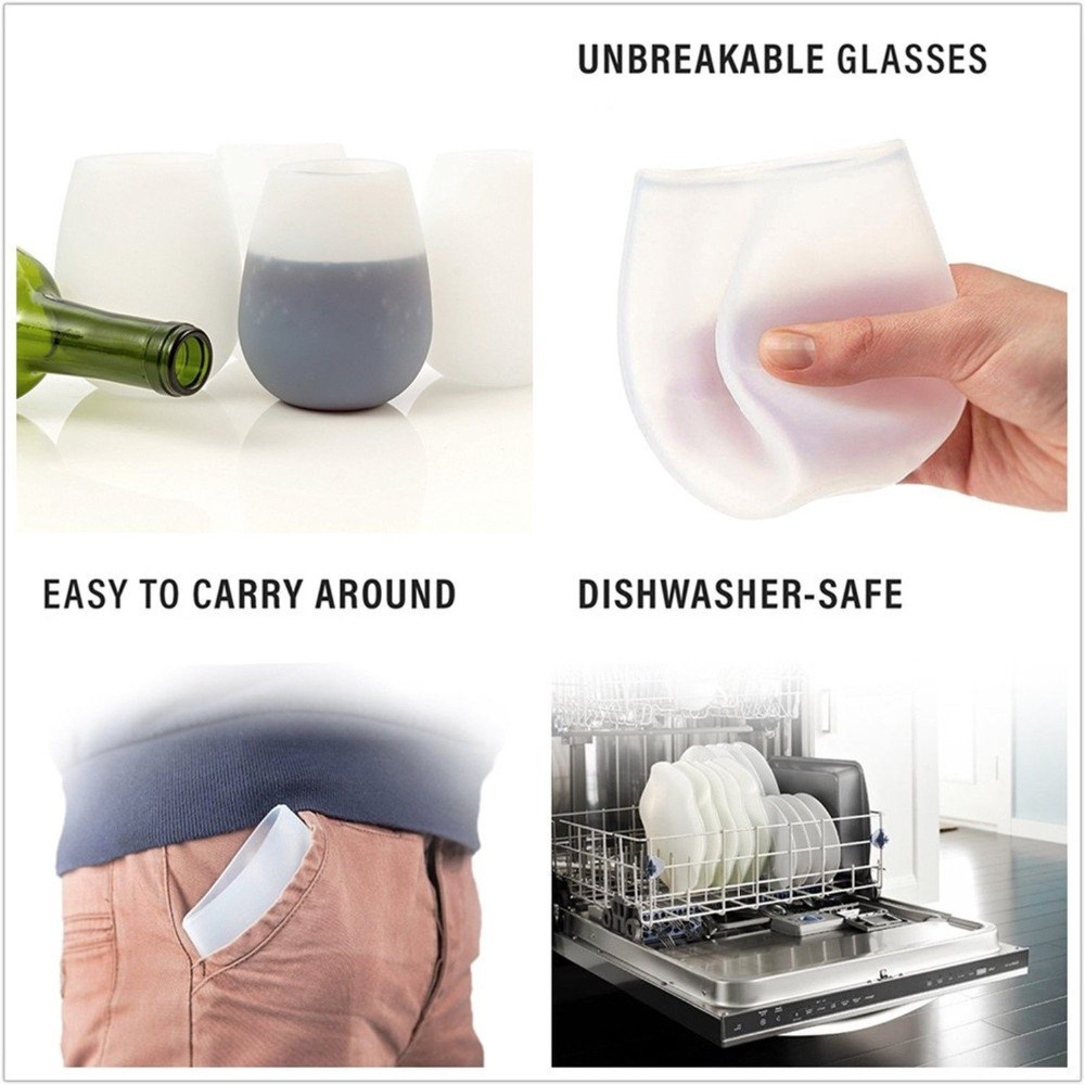 Unbreakable Stemless Silicone Wine Glasses