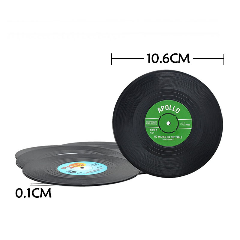 Vintage Vinyl Record Coasters (Set of 6)