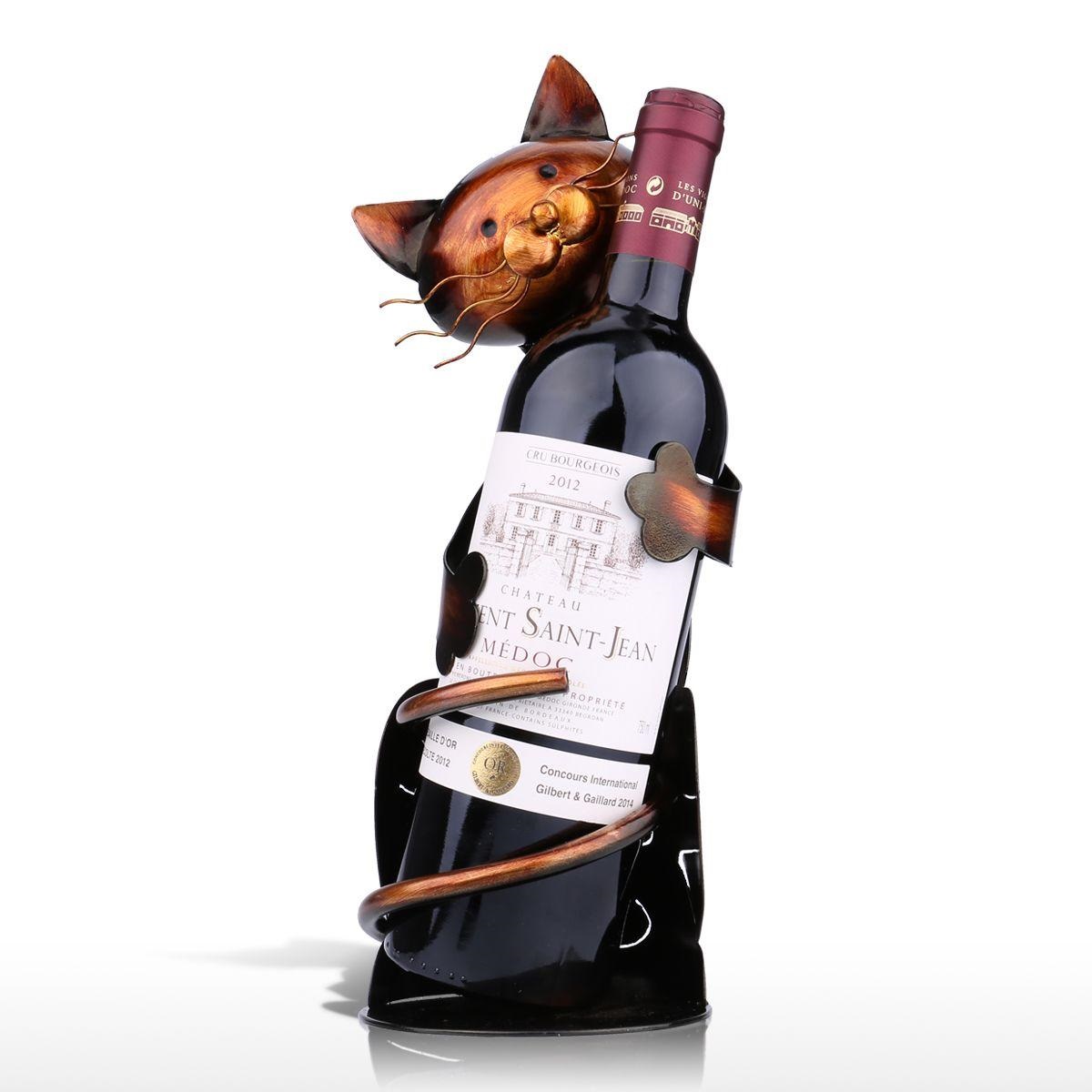 Handmade Cat Shaped Wine Bottle Holder