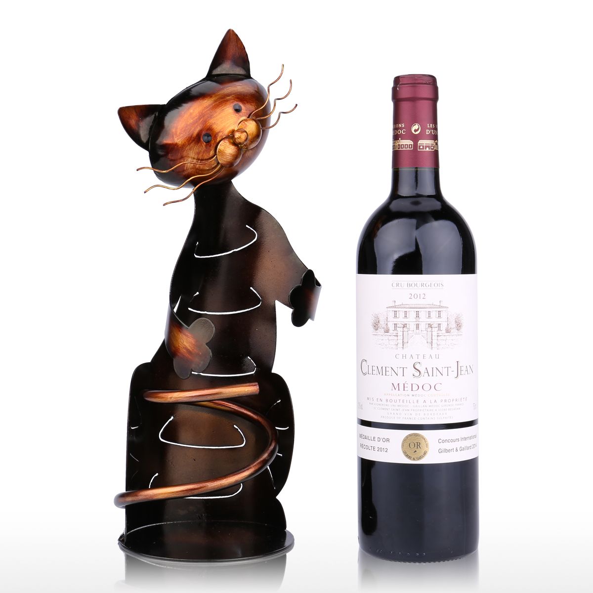 Handmade Cat Shaped Wine Bottle Holder