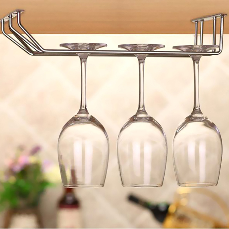 Stainless Steel Hanging Under Cabinet Wine Glass Rack