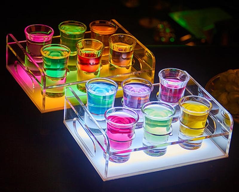 Color Changeable LED Light Up Shot Glasses Tray