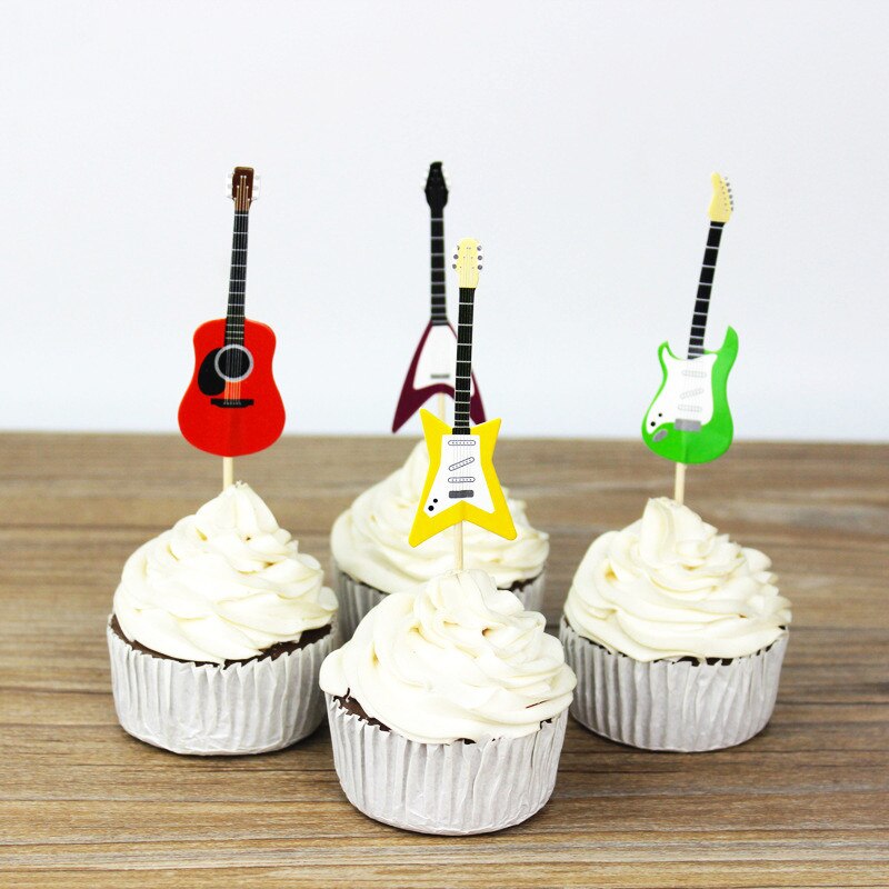 Paper Guitar Cake Toppers (24pcs)