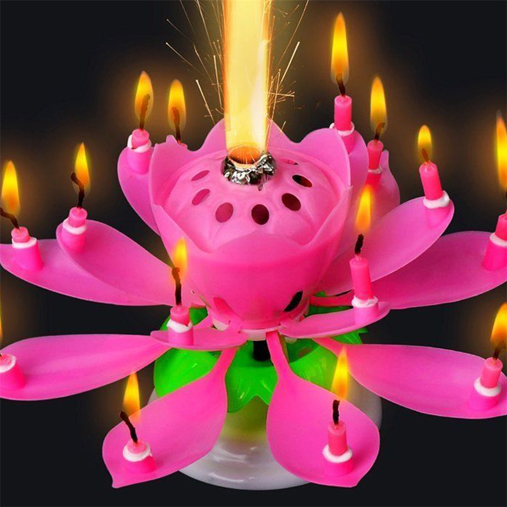 Lotus Birthday Candle Musical Cake Decor