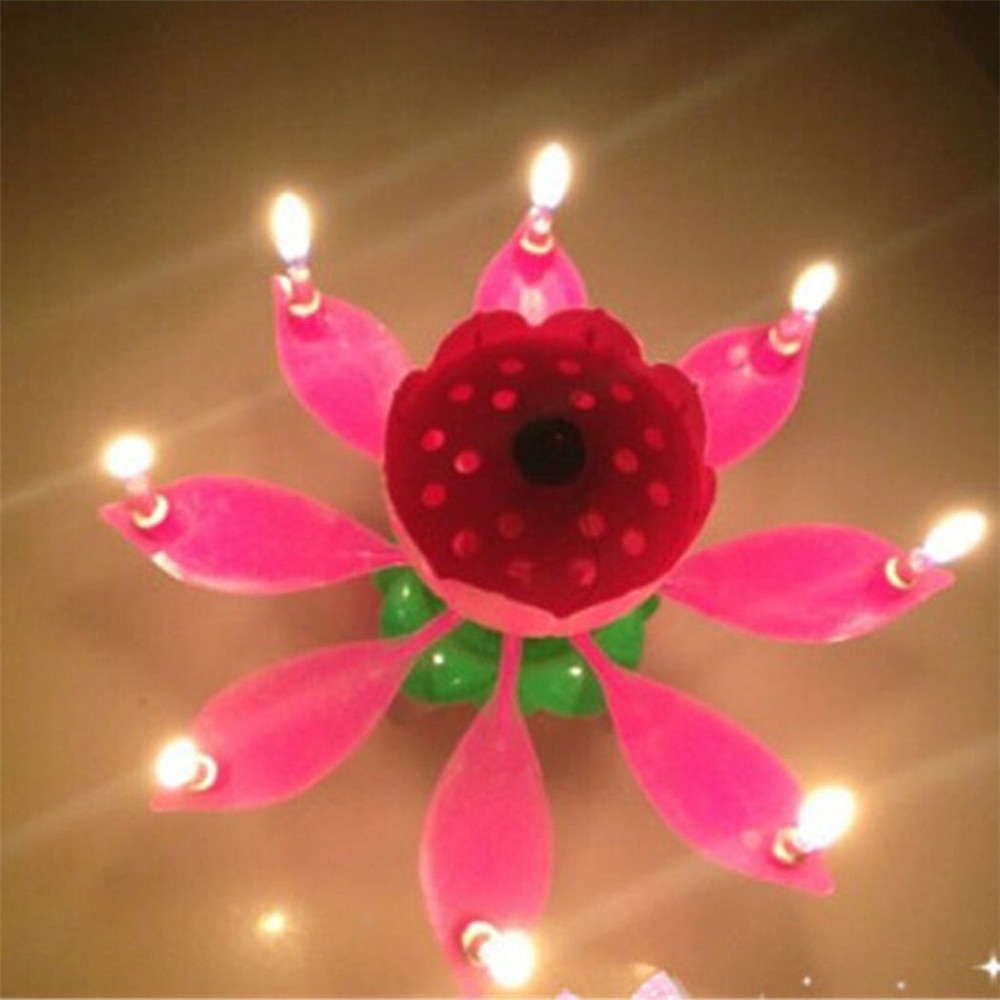 Lotus Birthday Candle Musical Cake Decor