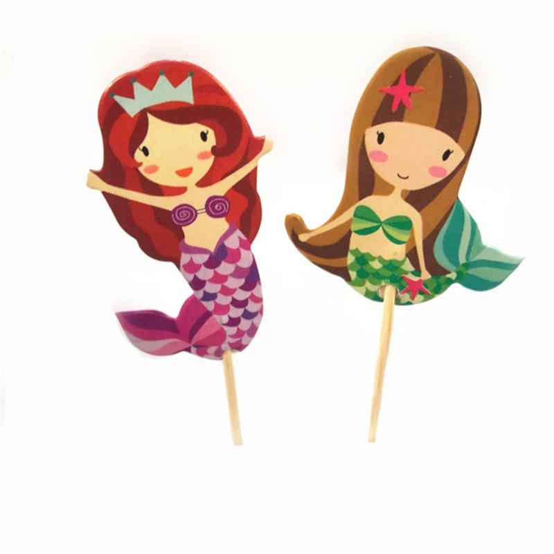 Mermaid Decor Party Cake Topper (Set of 24)