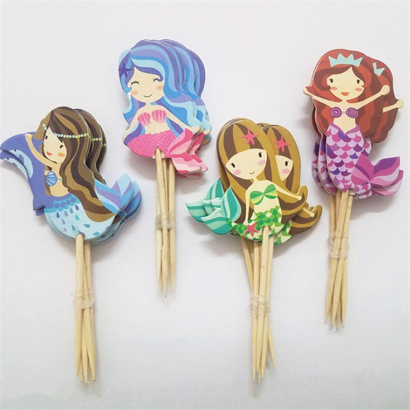 Mermaid Decor Party Cake Topper (Set of 24)