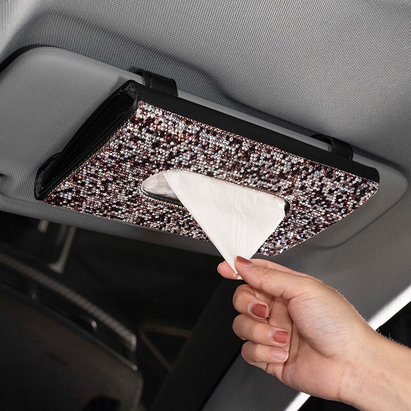 Car Visor Tissue Holder with Crystal Blings