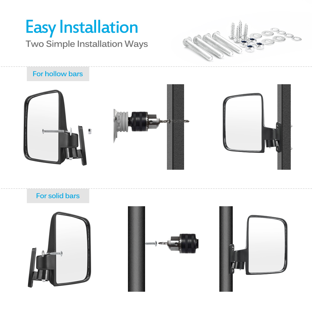 Golf Cart Mirrors Foldable Mirrors