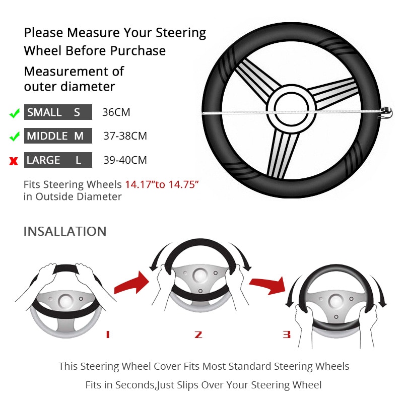 Leather Steering Wheel Cover Anti-Slip Grip