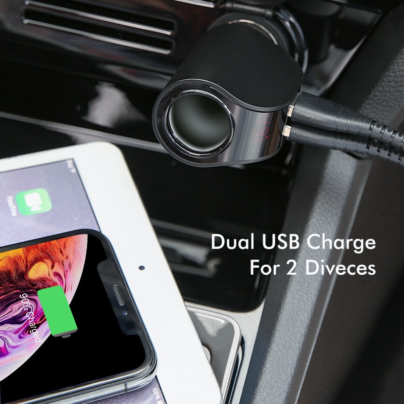 Dual USB Car Charger Digital Display