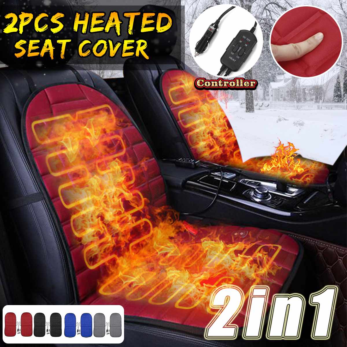 Heated Car Seat Cover Electric Cushion (Set of 2)