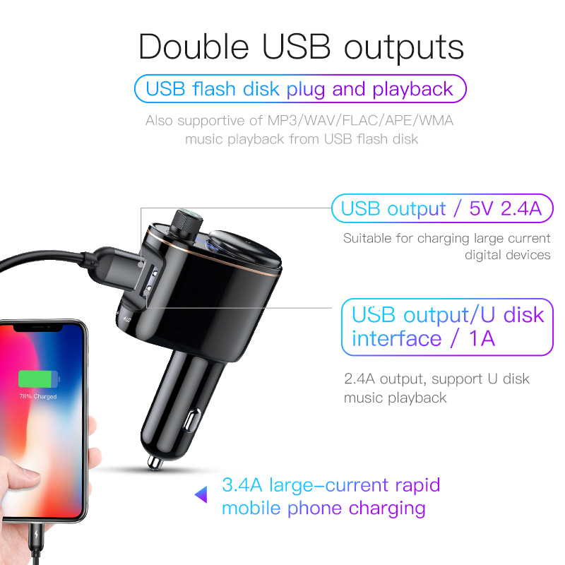 Bluetooth Handsfree USB Car Charger Adapter
