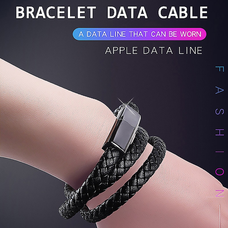 Charger Bracelet Braided Leather Design